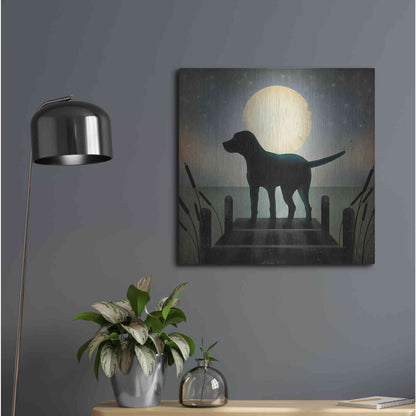 Luxe Metal Art 'Moonrise Black Dog' by Ryan Fowler, Metal Wall Art,24x24
