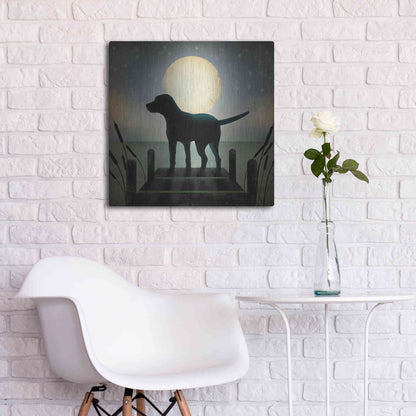 Luxe Metal Art 'Moonrise Black Dog' by Ryan Fowler, Metal Wall Art,24x24