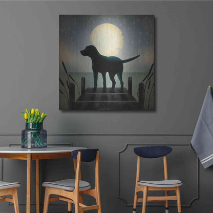 Luxe Metal Art 'Moonrise Black Dog' by Ryan Fowler, Metal Wall Art,36x36