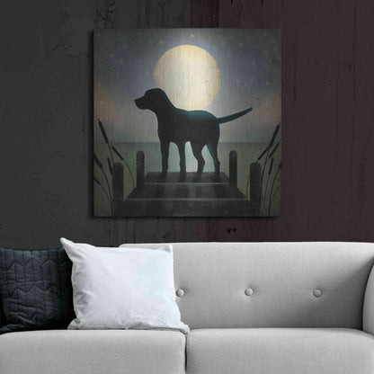 Luxe Metal Art 'Moonrise Black Dog' by Ryan Fowler, Metal Wall Art,36x36