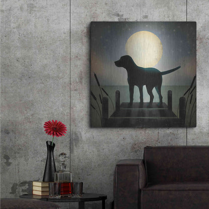 Luxe Metal Art 'Moonrise Black Dog' by Ryan Fowler, Metal Wall Art,36x36