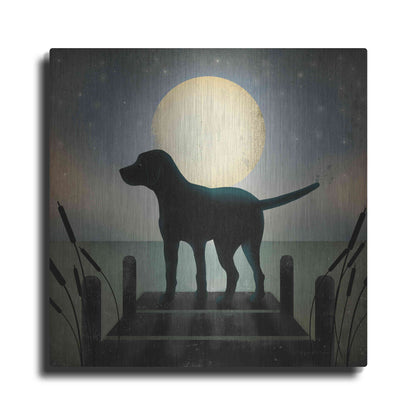 Luxe Metal Art 'Moonrise Black Dog' by Ryan Fowler, Metal Wall Art