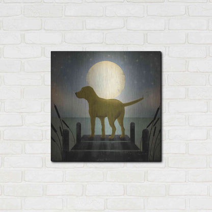 Luxe Metal Art 'Moonrise Yellow Dog' by Ryan Fowler, Metal Wall Art,24x24