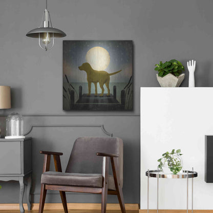 Luxe Metal Art 'Moonrise Yellow Dog' by Ryan Fowler, Metal Wall Art,24x24