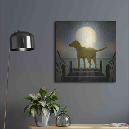 Luxe Metal Art 'Moonrise Yellow Dog' by Ryan Fowler, Metal Wall Art,24x24