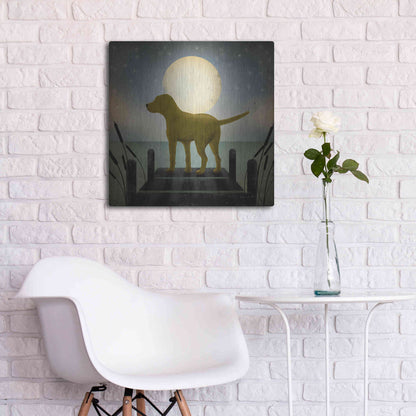 Luxe Metal Art 'Moonrise Yellow Dog' by Ryan Fowler, Metal Wall Art,24x24