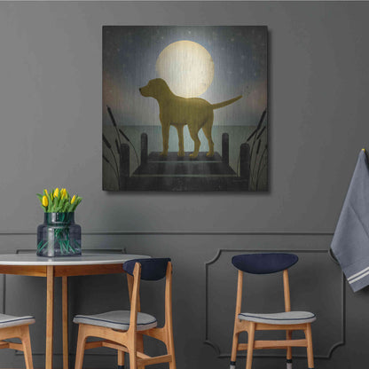 Luxe Metal Art 'Moonrise Yellow Dog' by Ryan Fowler, Metal Wall Art,36x36