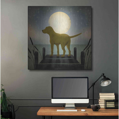 Luxe Metal Art 'Moonrise Yellow Dog' by Ryan Fowler, Metal Wall Art,36x36