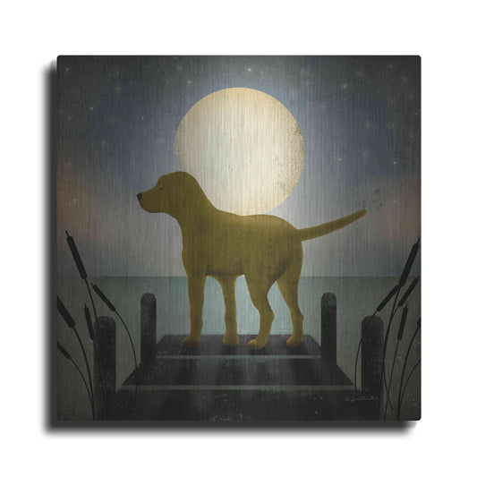 Luxe Metal Art 'Moonrise Yellow Dog' by Ryan Fowler, Metal Wall Art