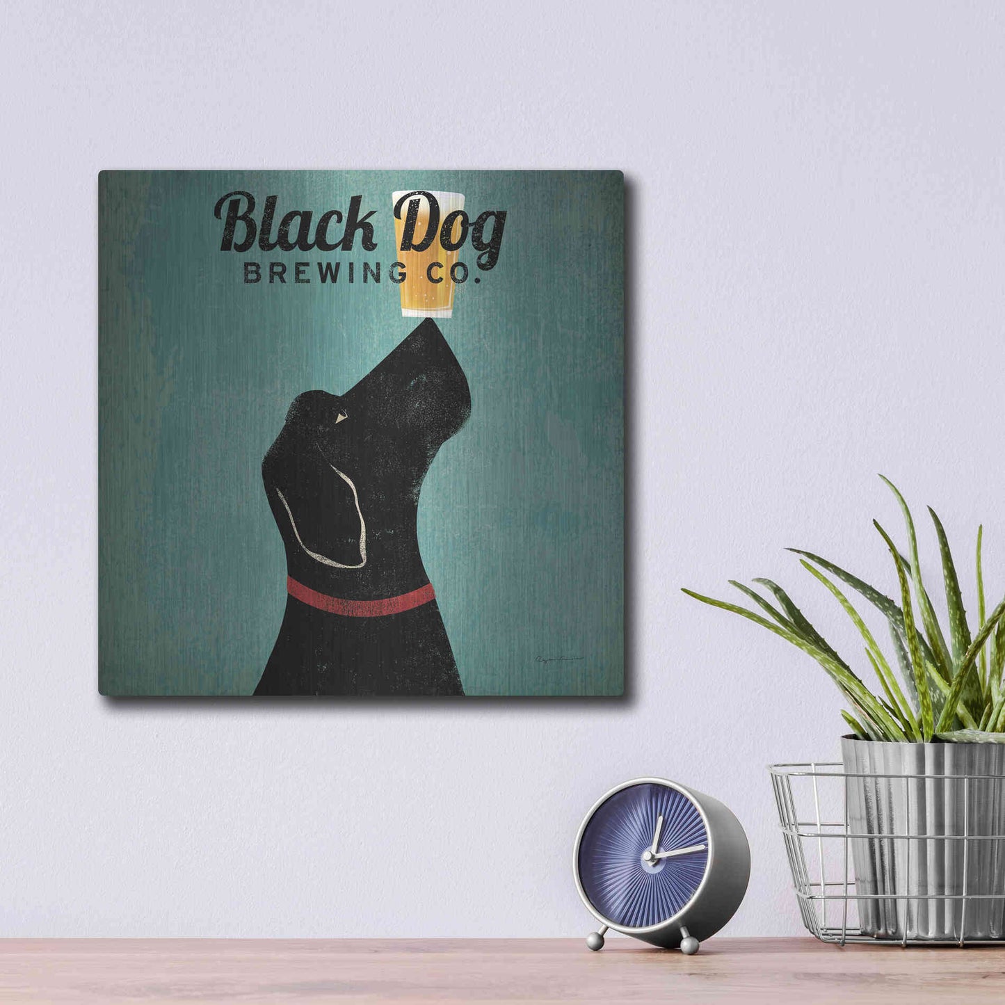 Luxe Metal Art 'Black Dog Brewing Co Square' by Ryan Fowler, Metal Wall Art,12x12