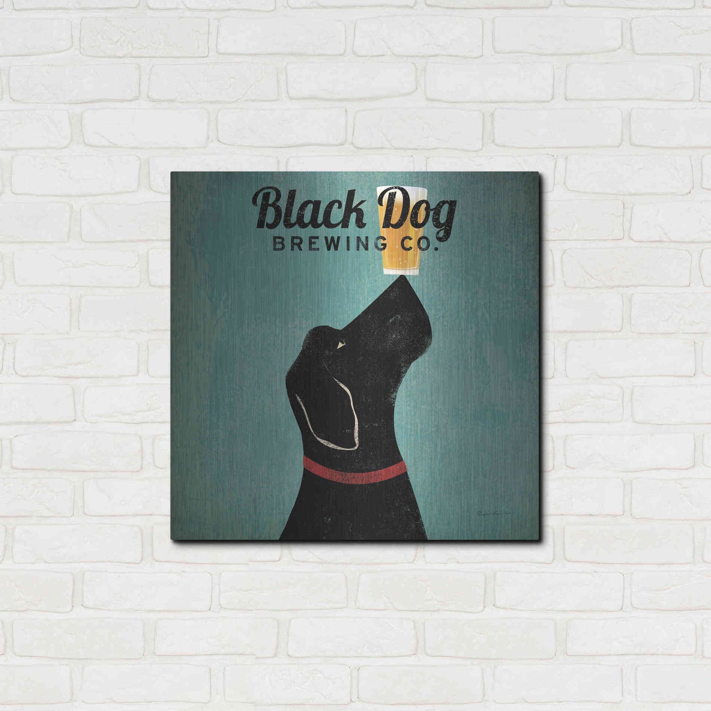 Luxe Metal Art 'Black Dog Brewing Co Square' by Ryan Fowler, Metal Wall Art,24x24