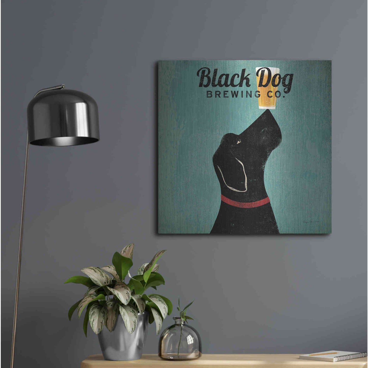 Luxe Metal Art 'Black Dog Brewing Co Square' by Ryan Fowler, Metal Wall Art,24x24