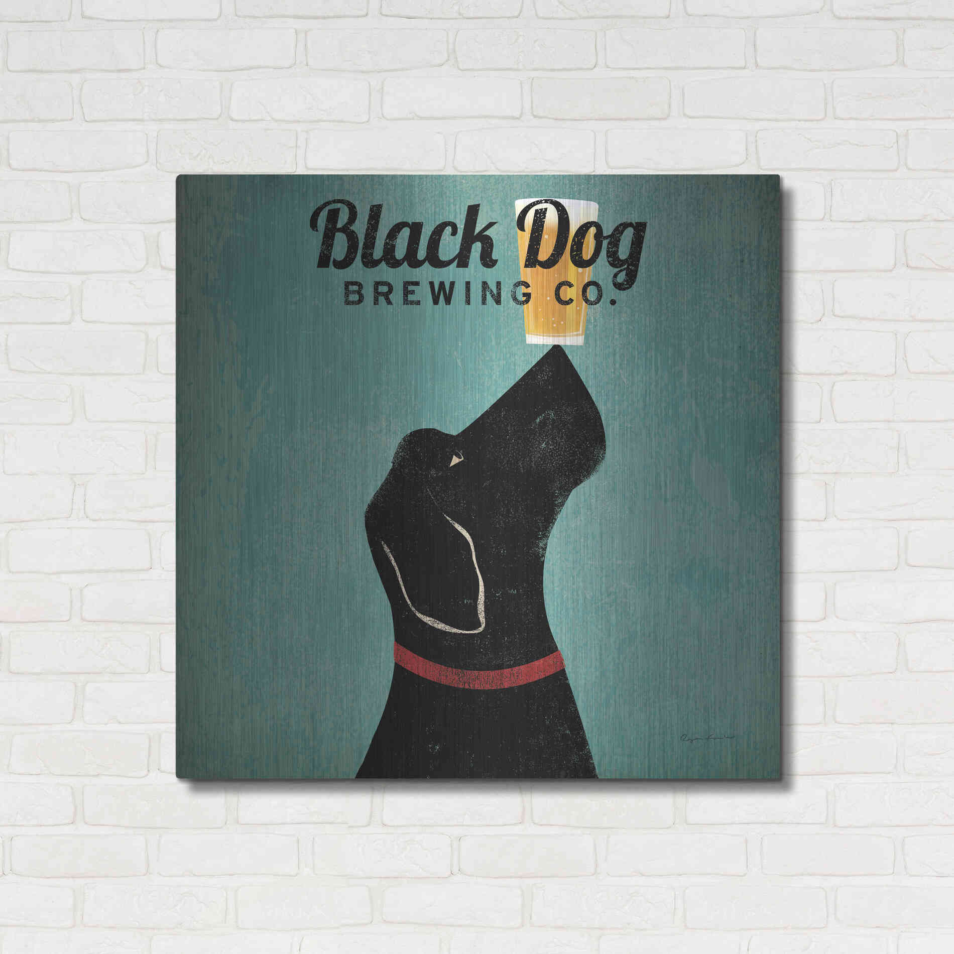 Luxe Metal Art 'Black Dog Brewing Co Square' by Ryan Fowler, Metal Wall Art,36x36