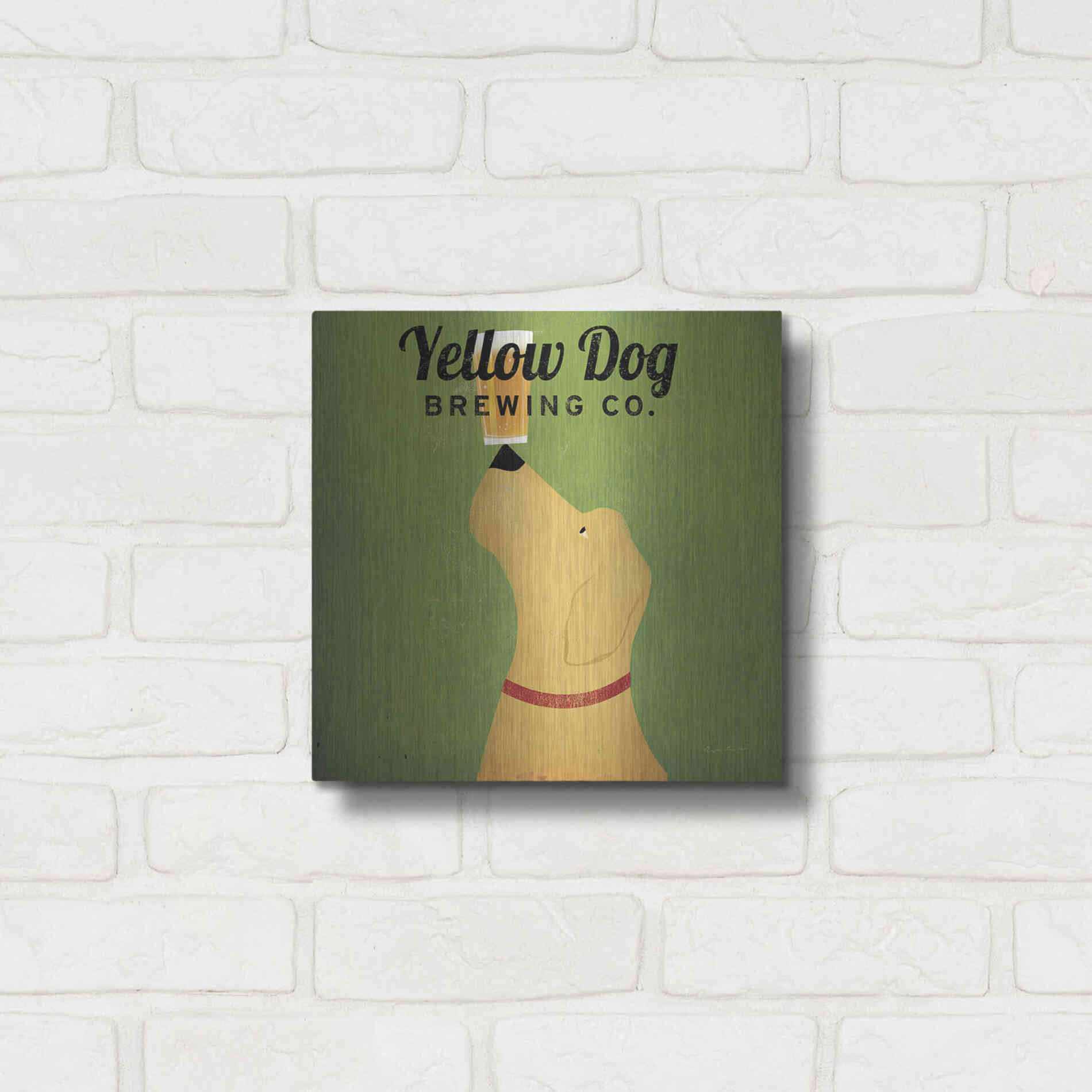 Luxe Metal Art 'Yellow Dog Brewing Co Square' by Ryan Fowler, Metal Wall Art,12x12
