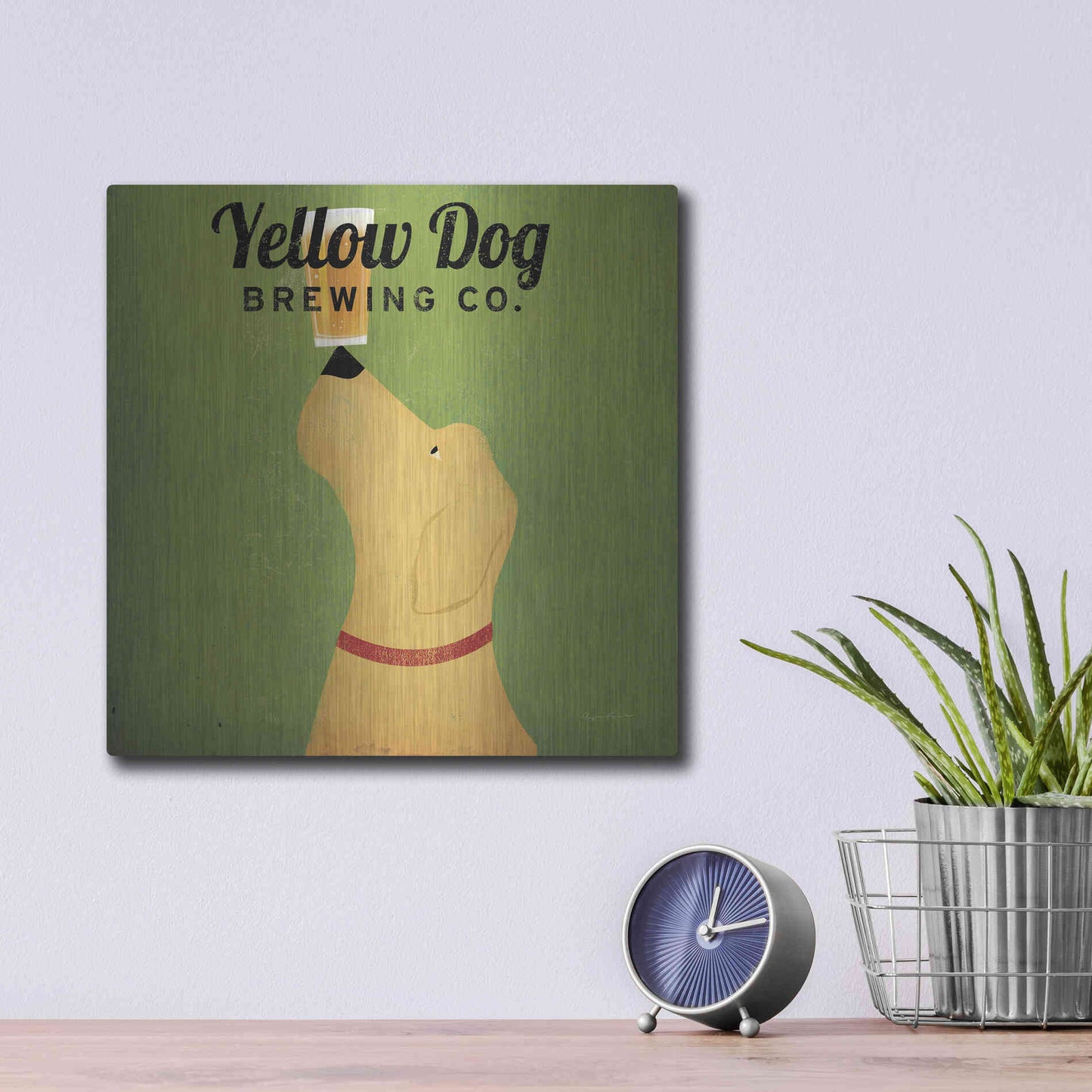 Luxe Metal Art 'Yellow Dog Brewing Co Square' by Ryan Fowler, Metal Wall Art,12x12