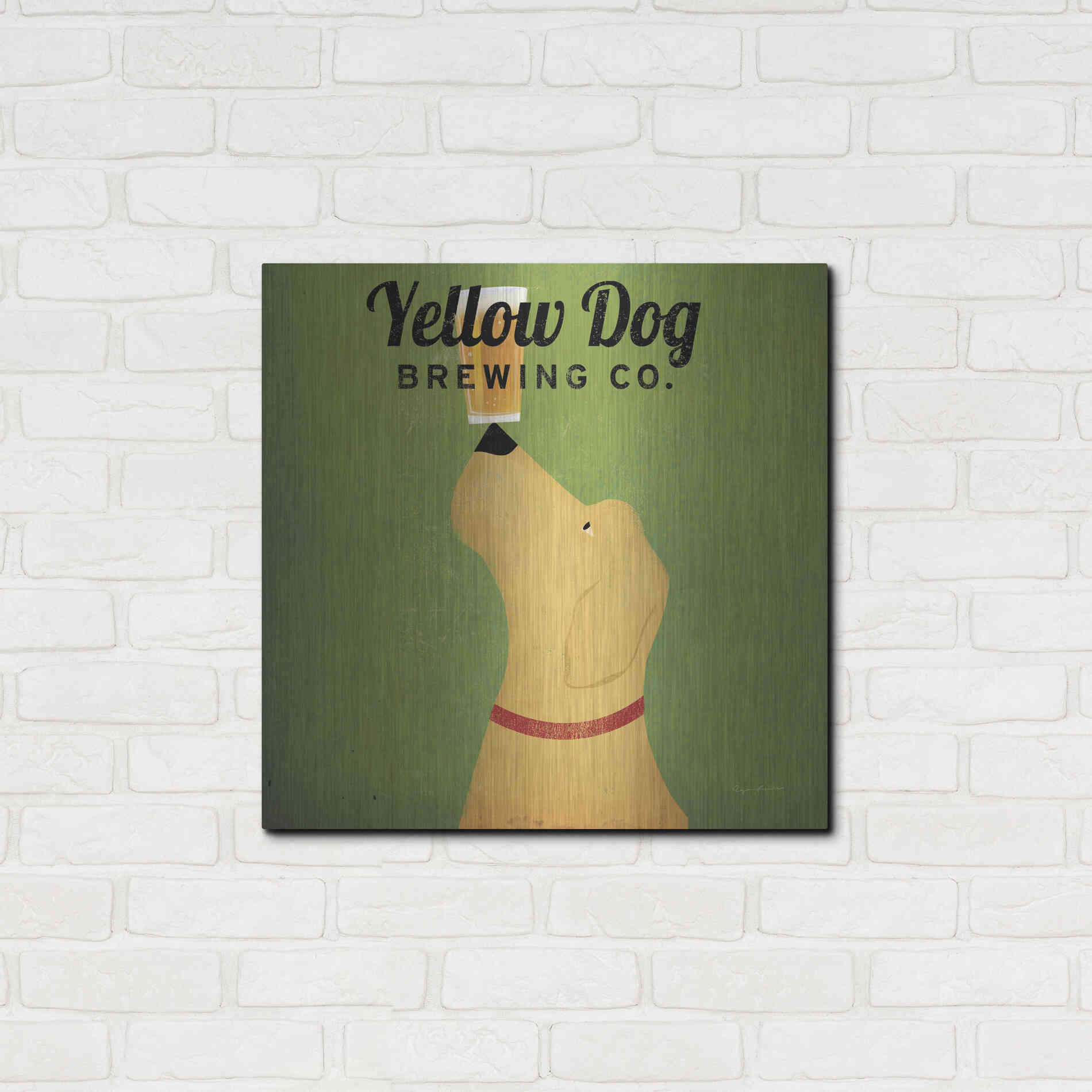 Luxe Metal Art 'Yellow Dog Brewing Co Square' by Ryan Fowler, Metal Wall Art,24x24