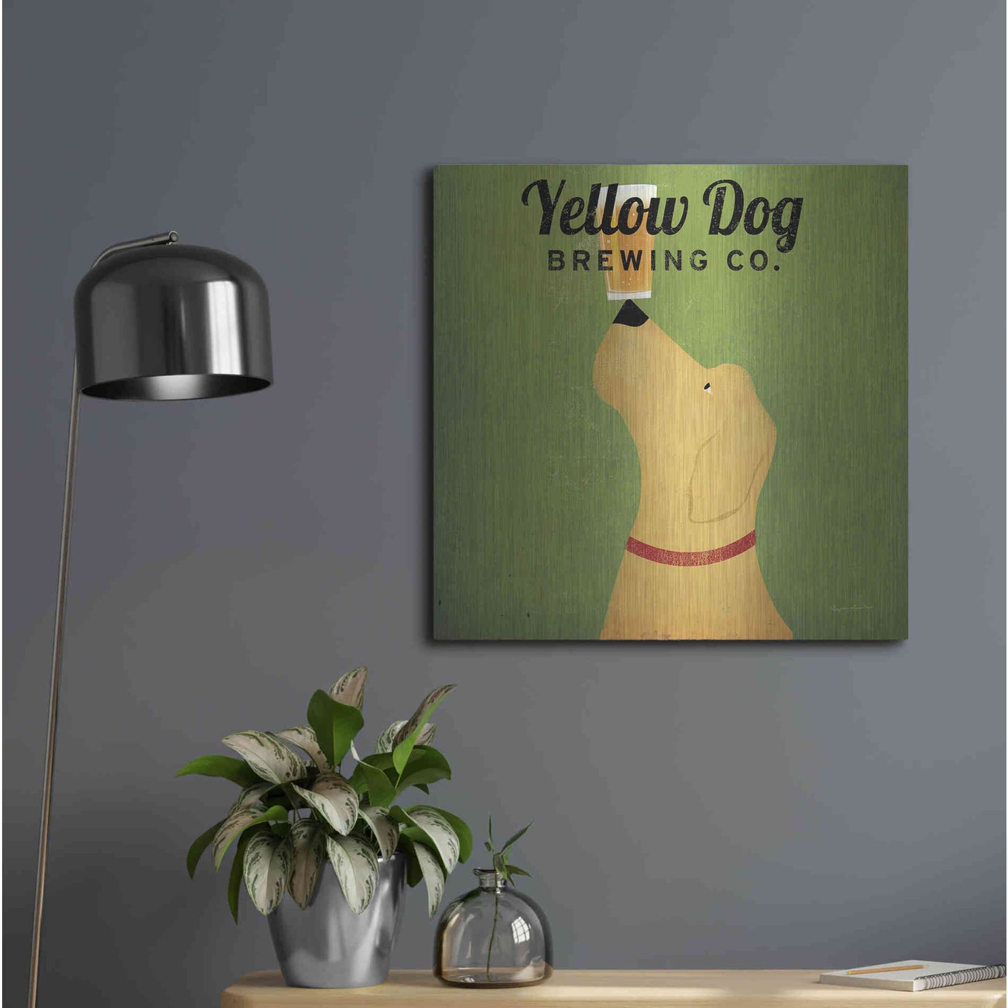 Luxe Metal Art 'Yellow Dog Brewing Co Square' by Ryan Fowler, Metal Wall Art,24x24