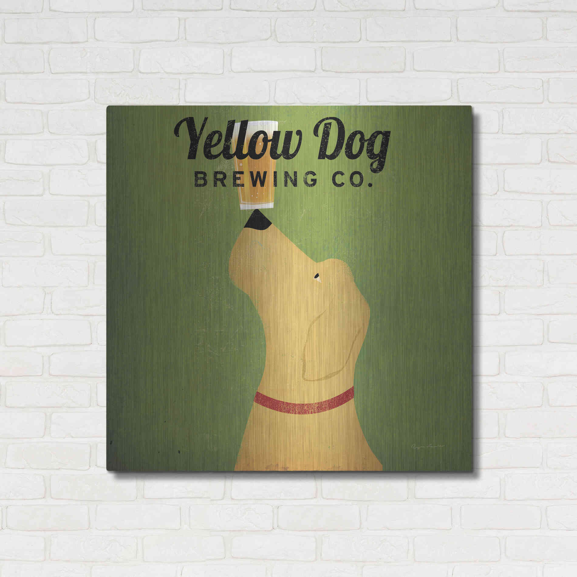 Luxe Metal Art 'Yellow Dog Brewing Co Square' by Ryan Fowler, Metal Wall Art,36x36
