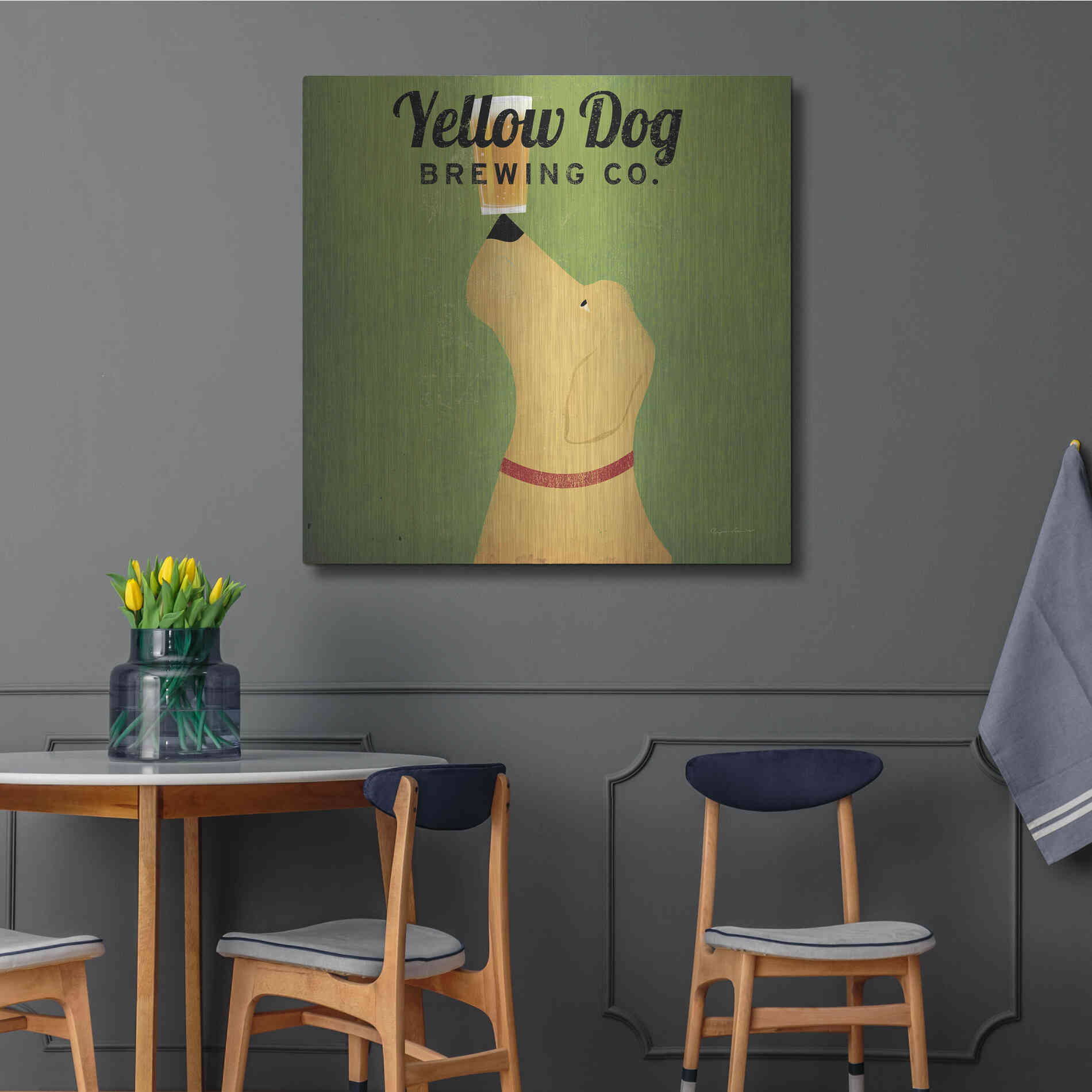 Luxe Metal Art 'Yellow Dog Brewing Co Square' by Ryan Fowler, Metal Wall Art,36x36
