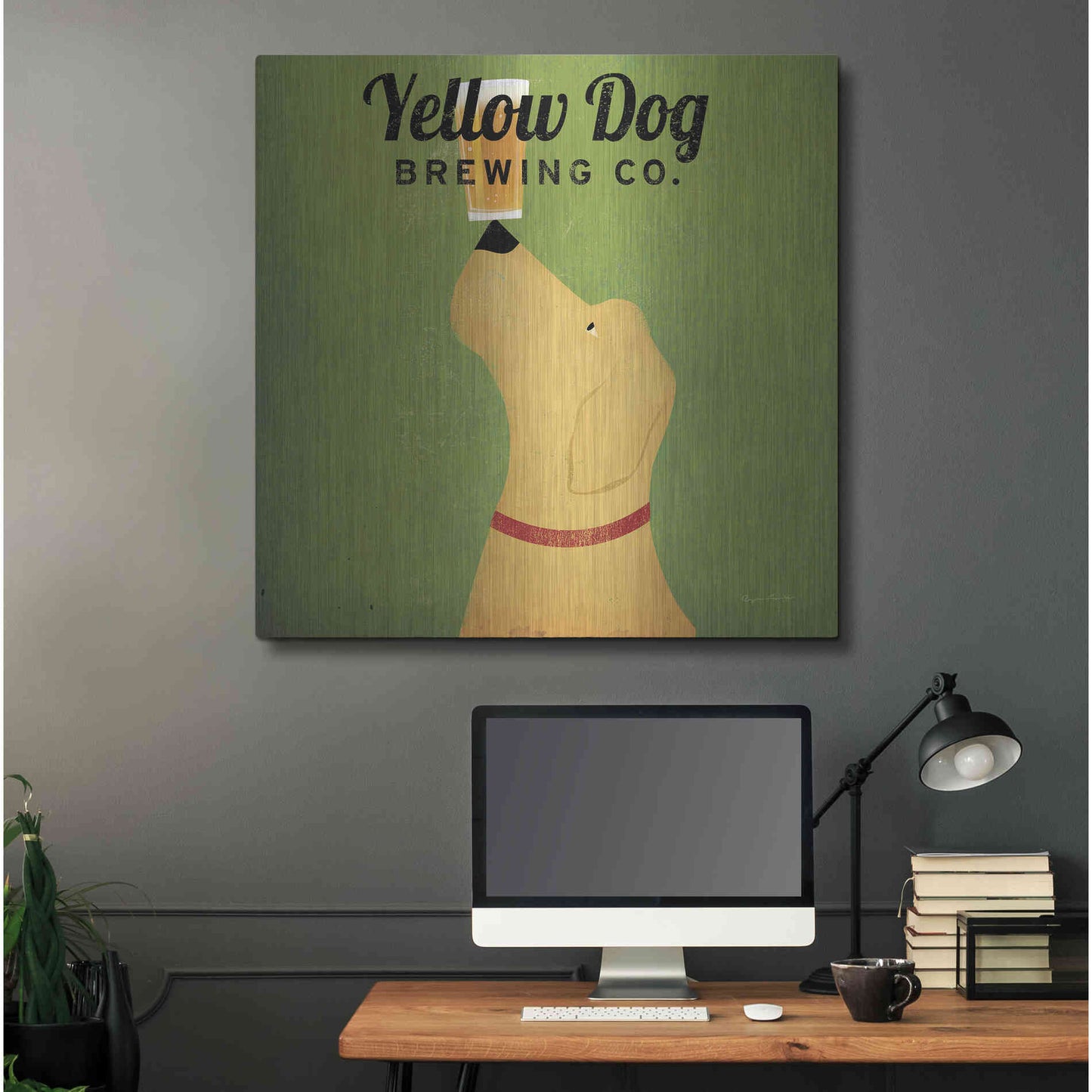 Luxe Metal Art 'Yellow Dog Brewing Co Square' by Ryan Fowler, Metal Wall Art,36x36