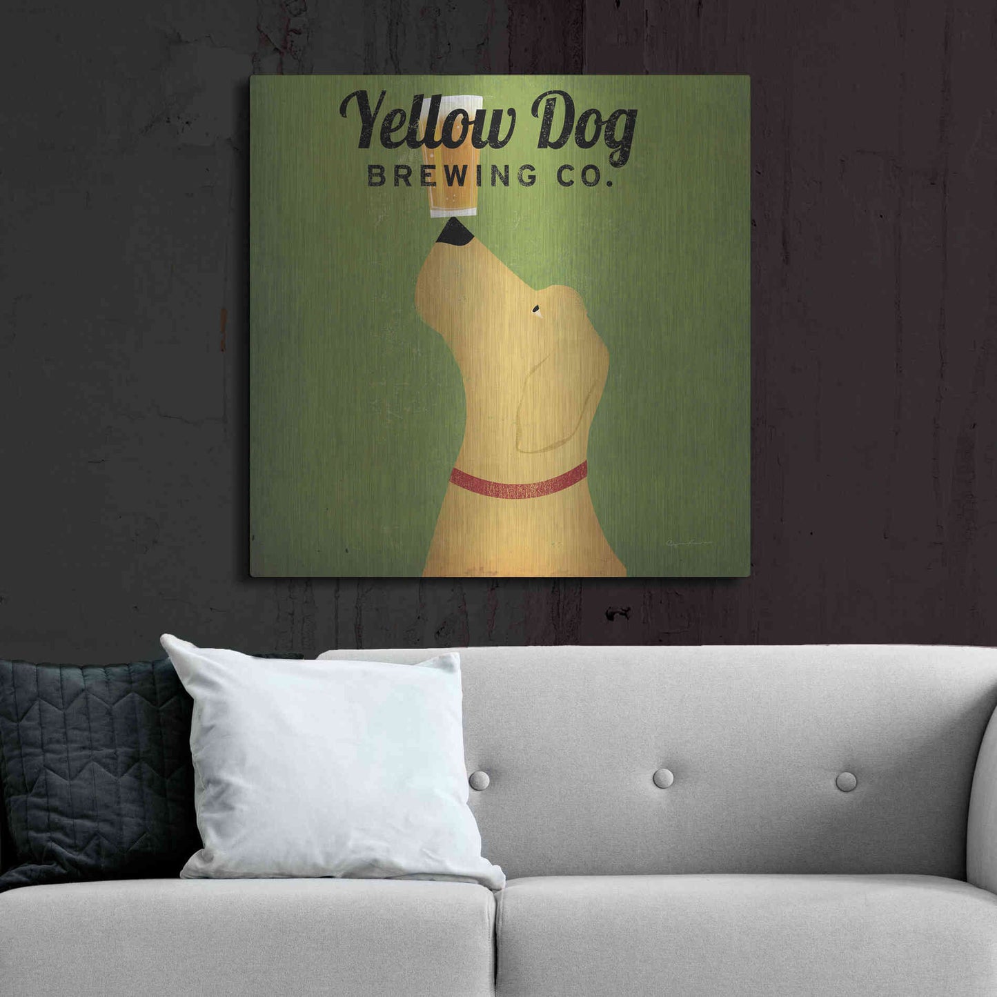 Luxe Metal Art 'Yellow Dog Brewing Co Square' by Ryan Fowler, Metal Wall Art,36x36