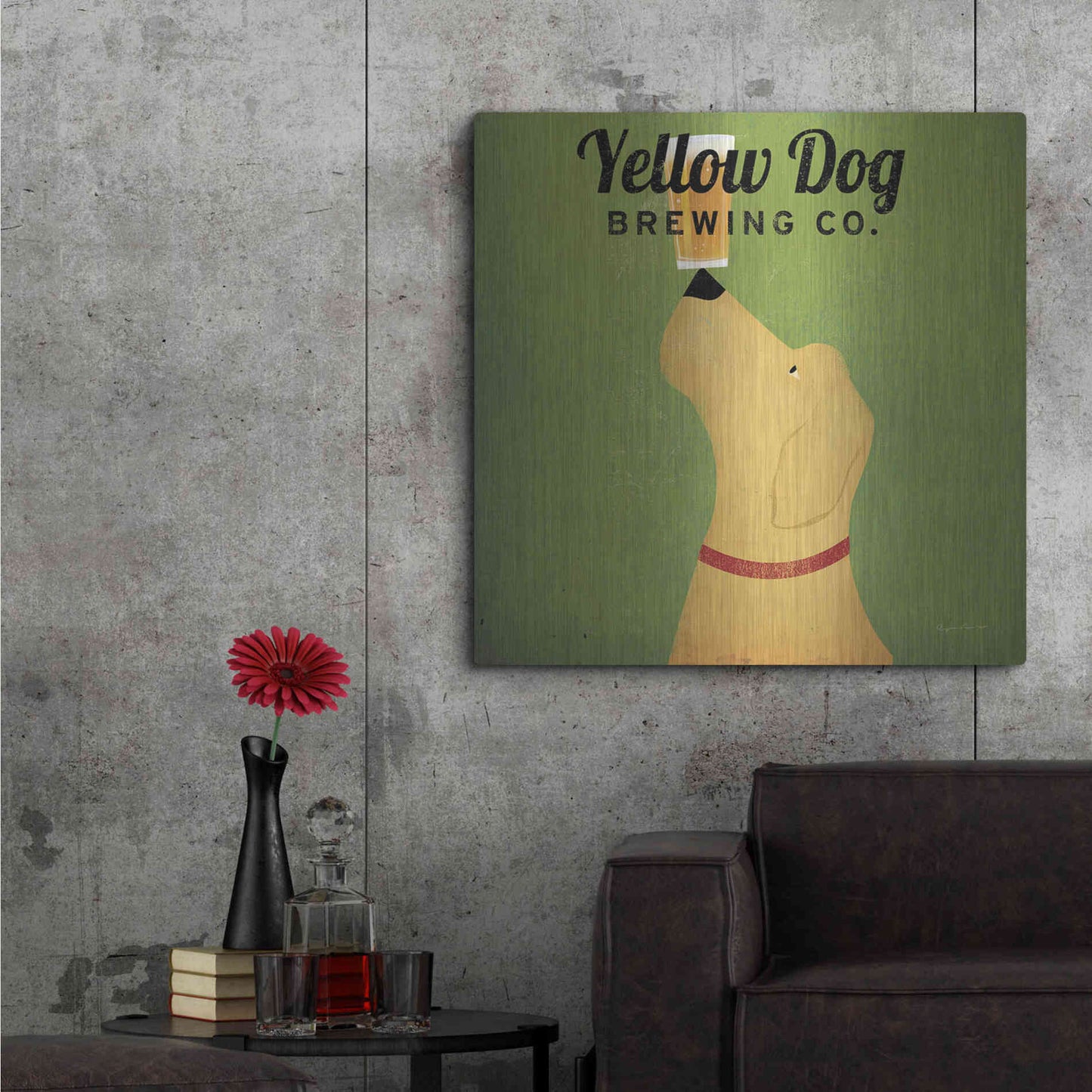 Luxe Metal Art 'Yellow Dog Brewing Co Square' by Ryan Fowler, Metal Wall Art,36x36