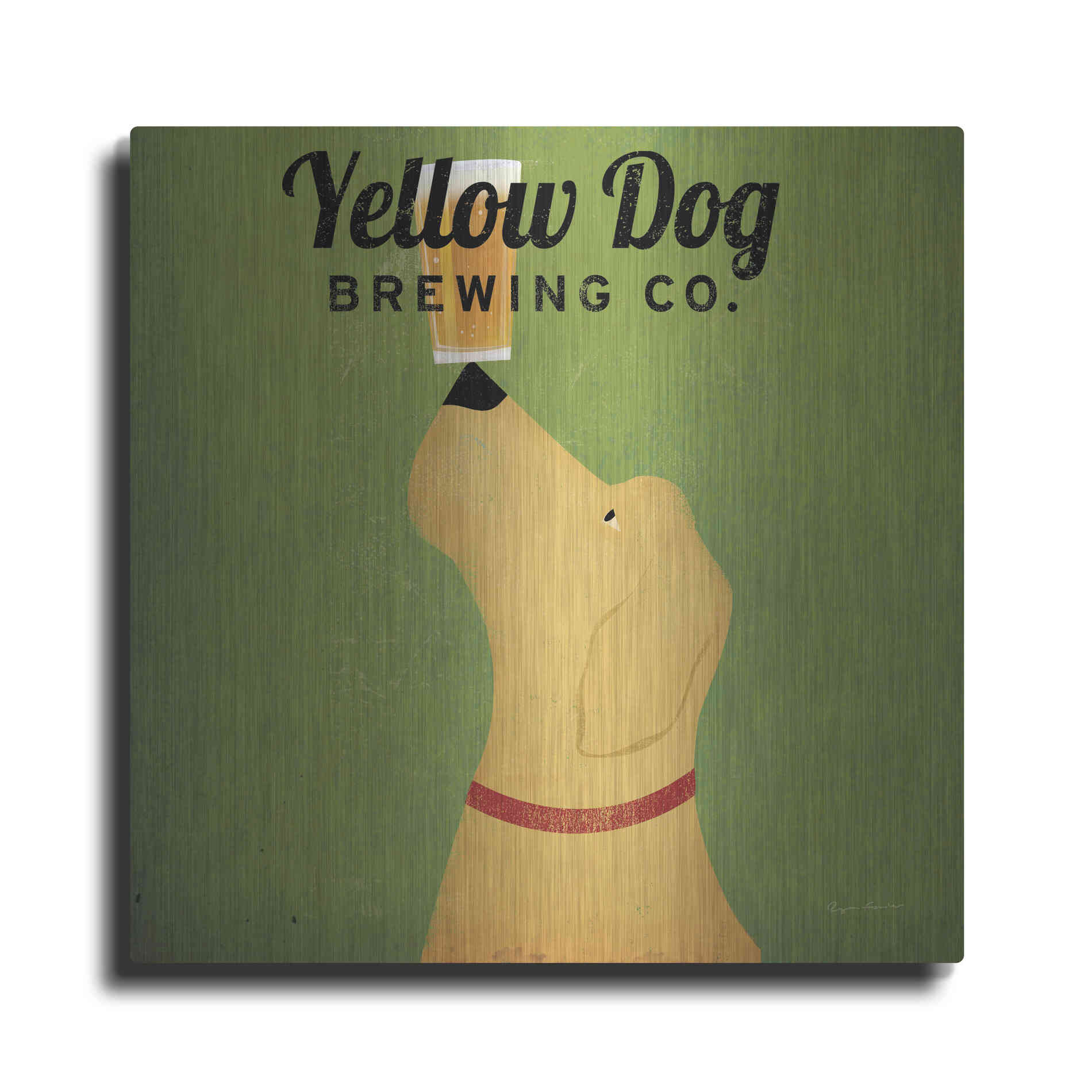 Luxe Metal Art 'Yellow Dog Brewing Co Square' by Ryan Fowler, Metal Wall Art