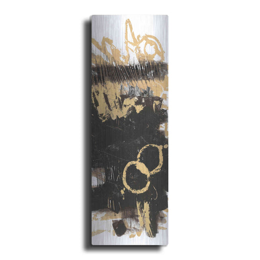 Luxe Metal Art 'Gold And Black Abstract Panel II' by Mike Schick, Metal Wall Art