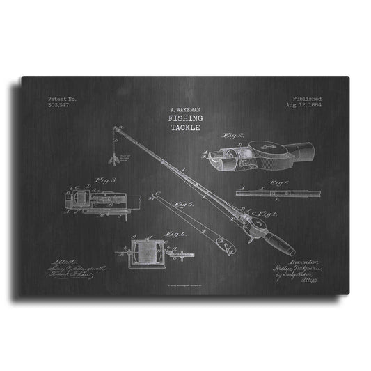 Luxe Metal Art 'Fishing Tackle Blueprint Patent Chalkboard' Metal Wall Art