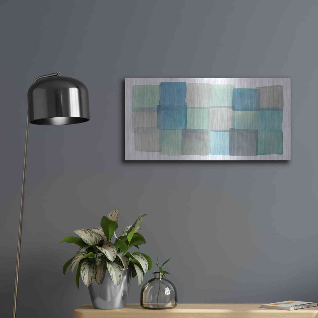 Luxe Metal Art 'Overlap III' by Mike Schick, Metal Wall Art,24x12