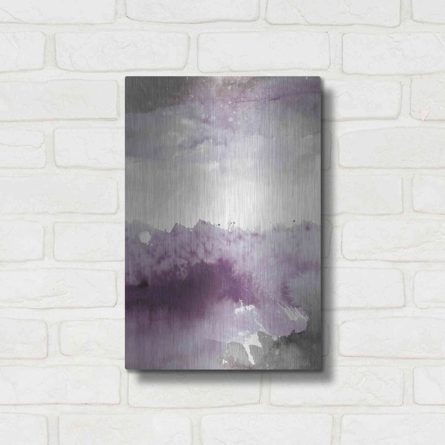 Luxe Metal Art 'Midnight At The Lake II Amethyst Gray Crop' by Mike Schick, Metal Wall Art,12x16