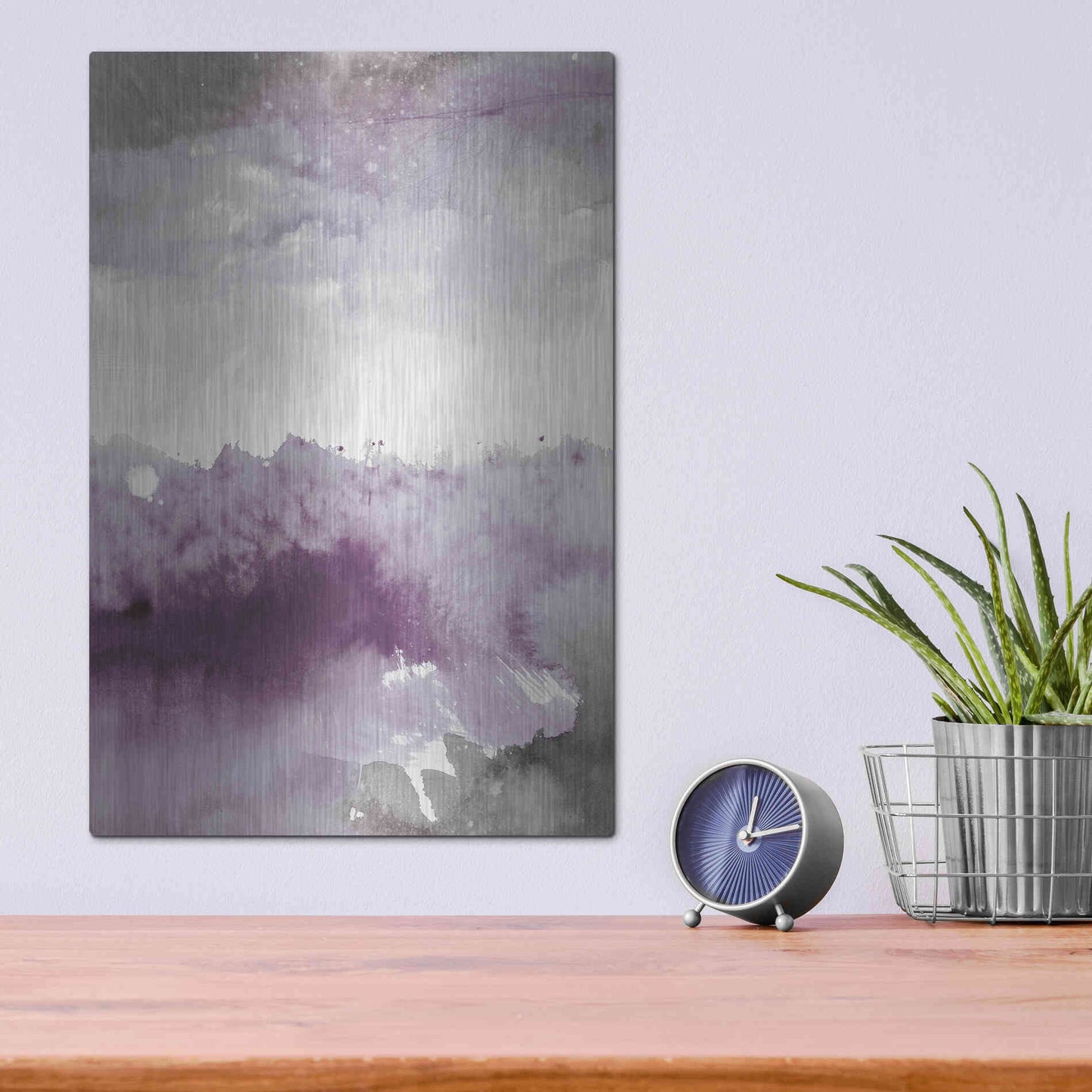 Luxe Metal Art 'Midnight At The Lake II Amethyst Gray Crop' by Mike Schick, Metal Wall Art,12x16