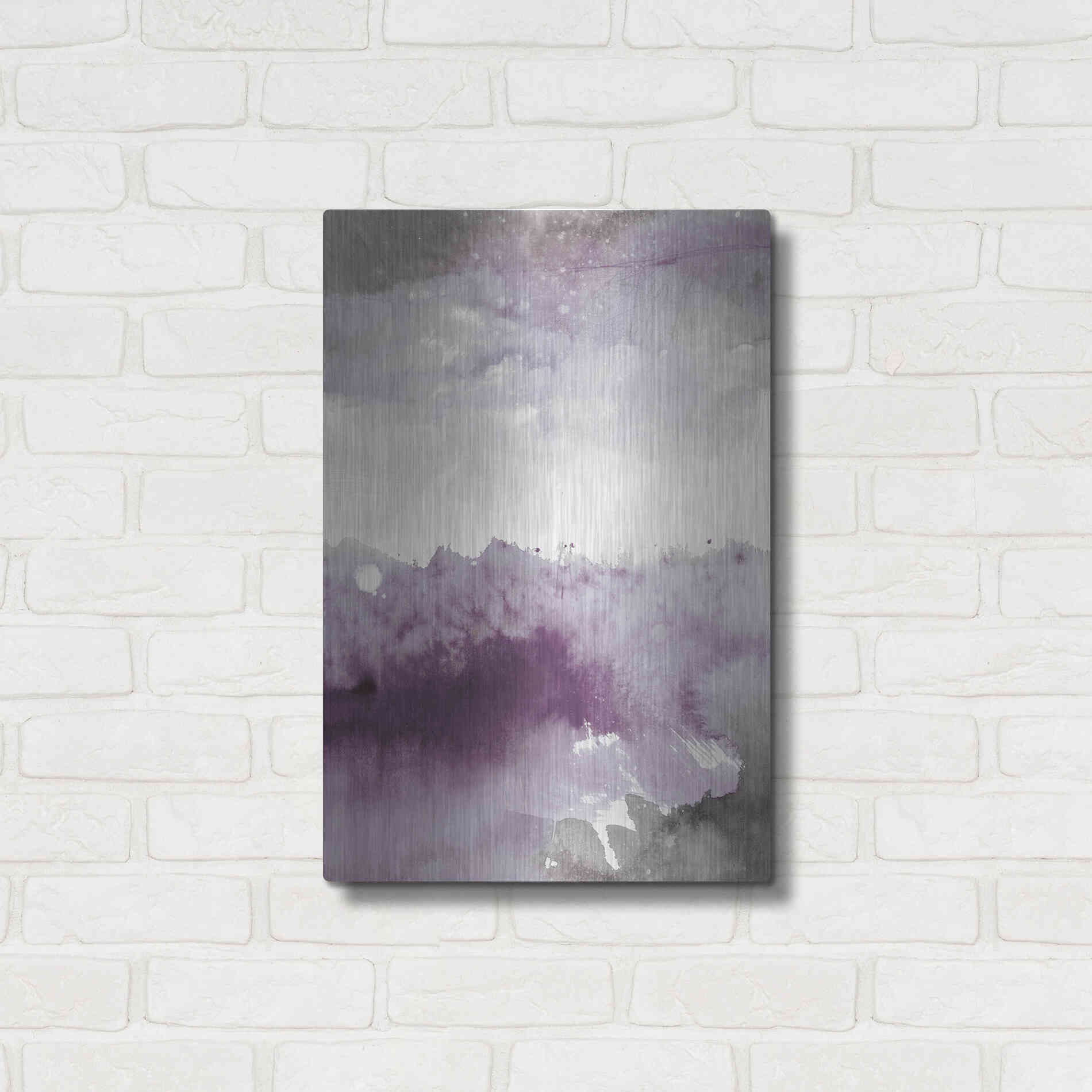 Luxe Metal Art 'Midnight At The Lake II Amethyst Gray Crop' by Mike Schick, Metal Wall Art,16x24