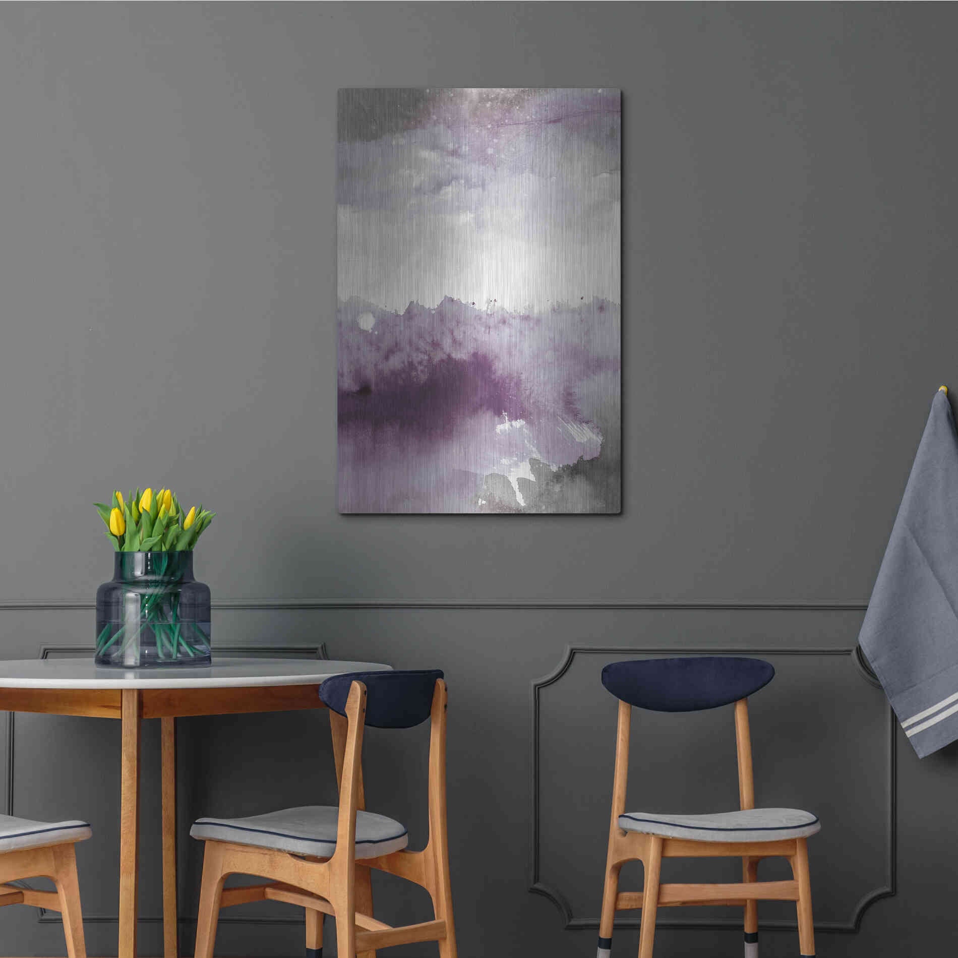 Luxe Metal Art 'Midnight At The Lake II Amethyst Gray Crop' by Mike Schick, Metal Wall Art,24x36