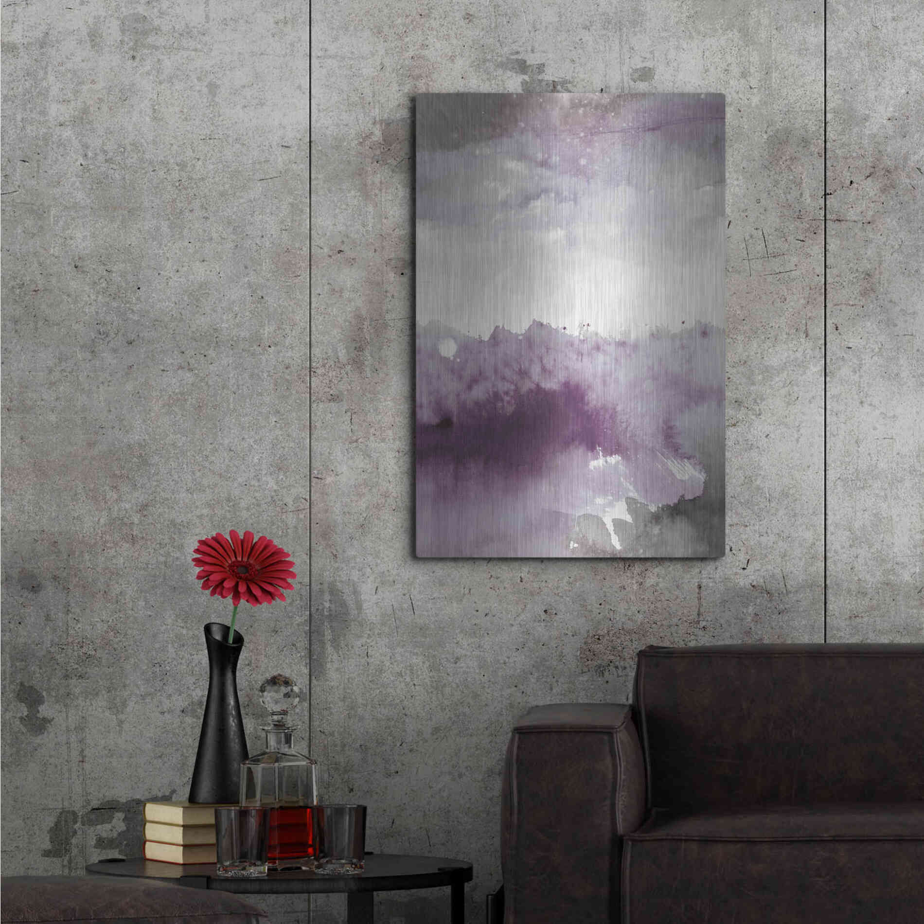 Luxe Metal Art 'Midnight At The Lake II Amethyst Gray Crop' by Mike Schick, Metal Wall Art,24x36