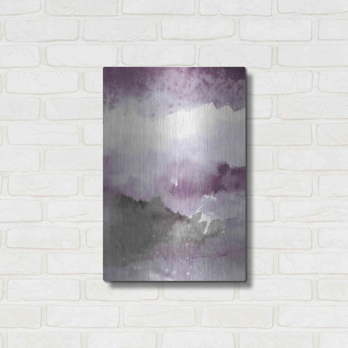 Luxe Metal Art 'Midnight At The Lake III Amethyst Gray Crop' by Mike Schick, Metal Wall Art,16x24