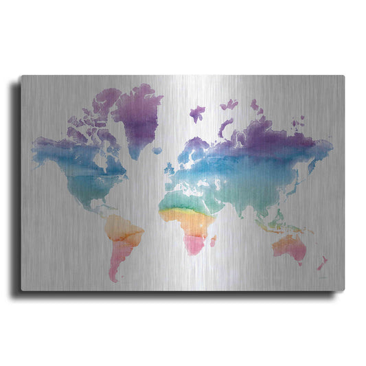 Luxe Metal Art 'Watercolor World' by Mike Schick, Metal Wall Art