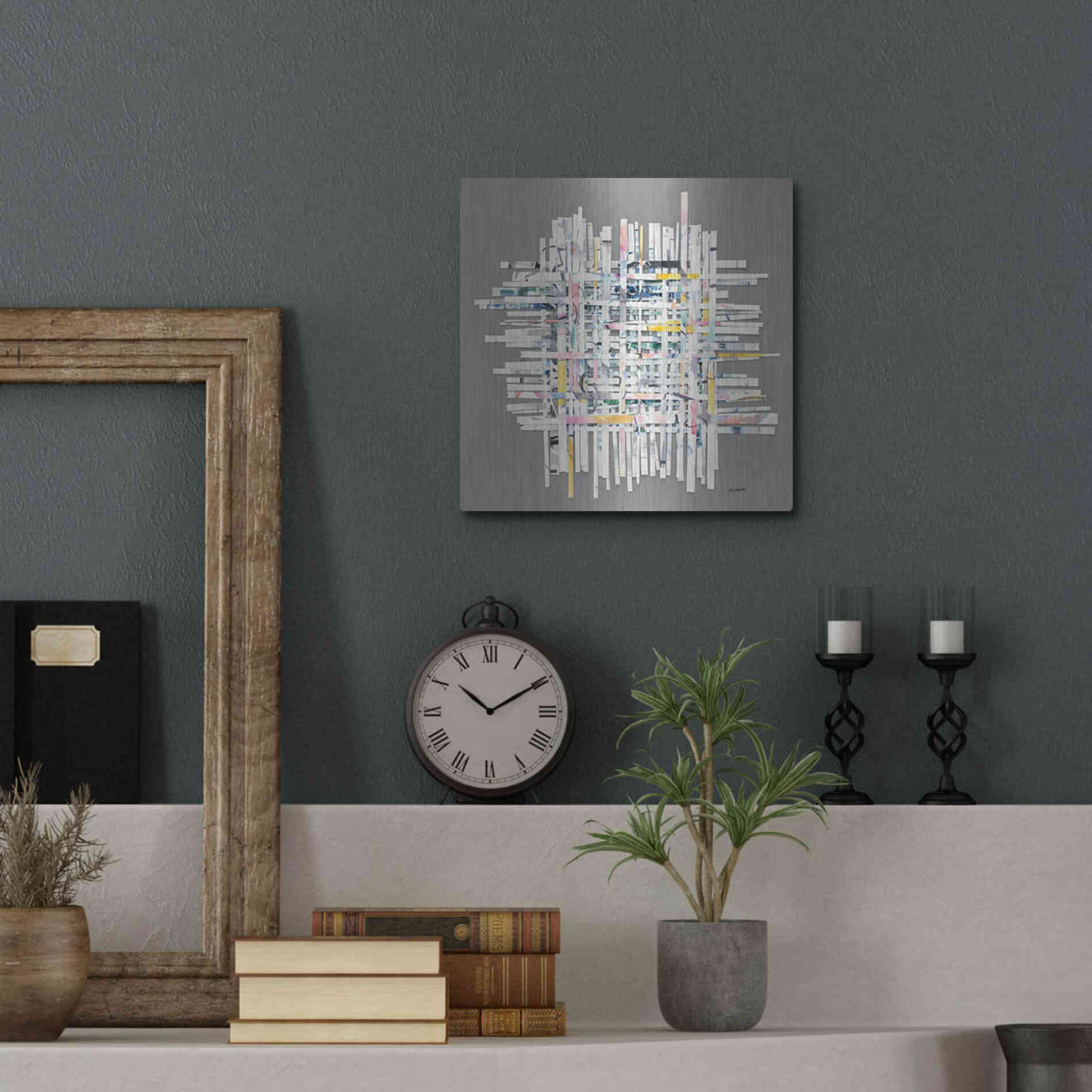 Luxe Metal Art 'New Morning On Gray' by Mike Schick, Metal Wall Art,12x12