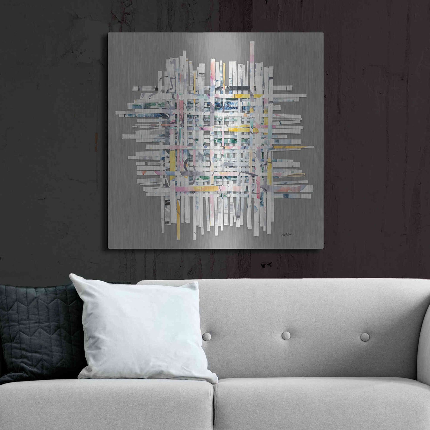Luxe Metal Art 'New Morning On Gray' by Mike Schick, Metal Wall Art,36x36