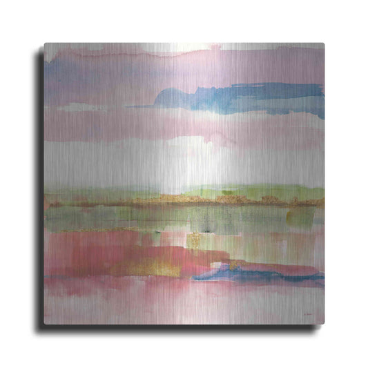 Luxe Metal Art 'Influence Of Line And Color Gold Bright' by Mike Schick, Metal Wall Art