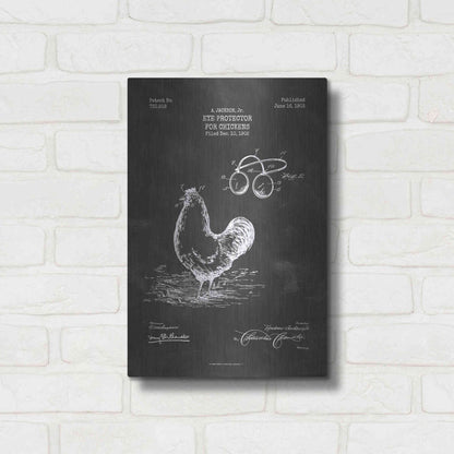 Luxe Metal Art 'Eye Protector for Chickens Blueprint Patent Chalkboard' Metal Wall Art,12x16