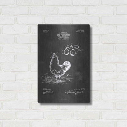 Luxe Metal Art 'Eye Protector for Chickens Blueprint Patent Chalkboard' Metal Wall Art,16x24