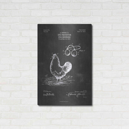 Luxe Metal Art 'Eye Protector for Chickens Blueprint Patent Chalkboard' Metal Wall Art,24x36
