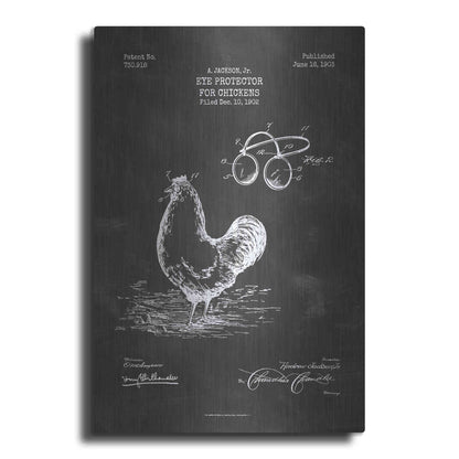 Luxe Metal Art 'Eye Protector for Chickens Blueprint Patent Chalkboard' Metal Wall Art