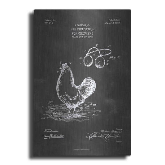 Luxe Metal Art 'Eye Protector for Chickens Blueprint Patent Chalkboard' Metal Wall Art