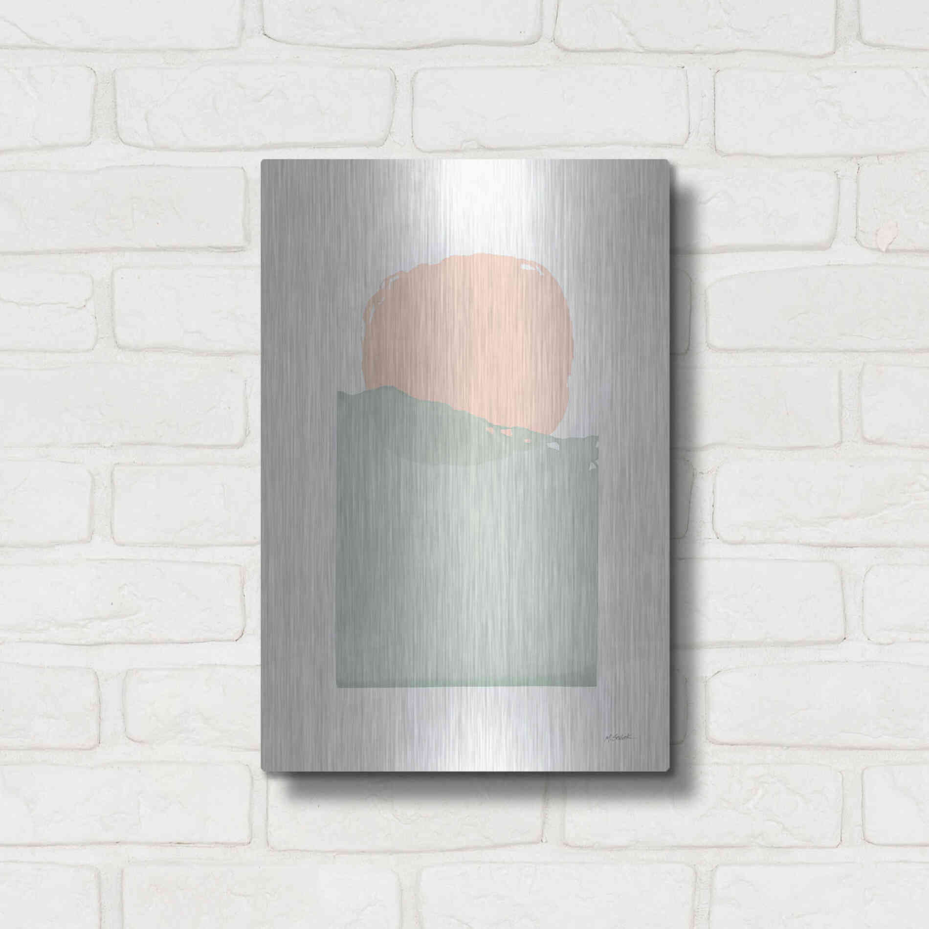 Luxe Metal Art 'Buoyant Pink And Green' by Mike Schick, Metal Wall Art,12x16