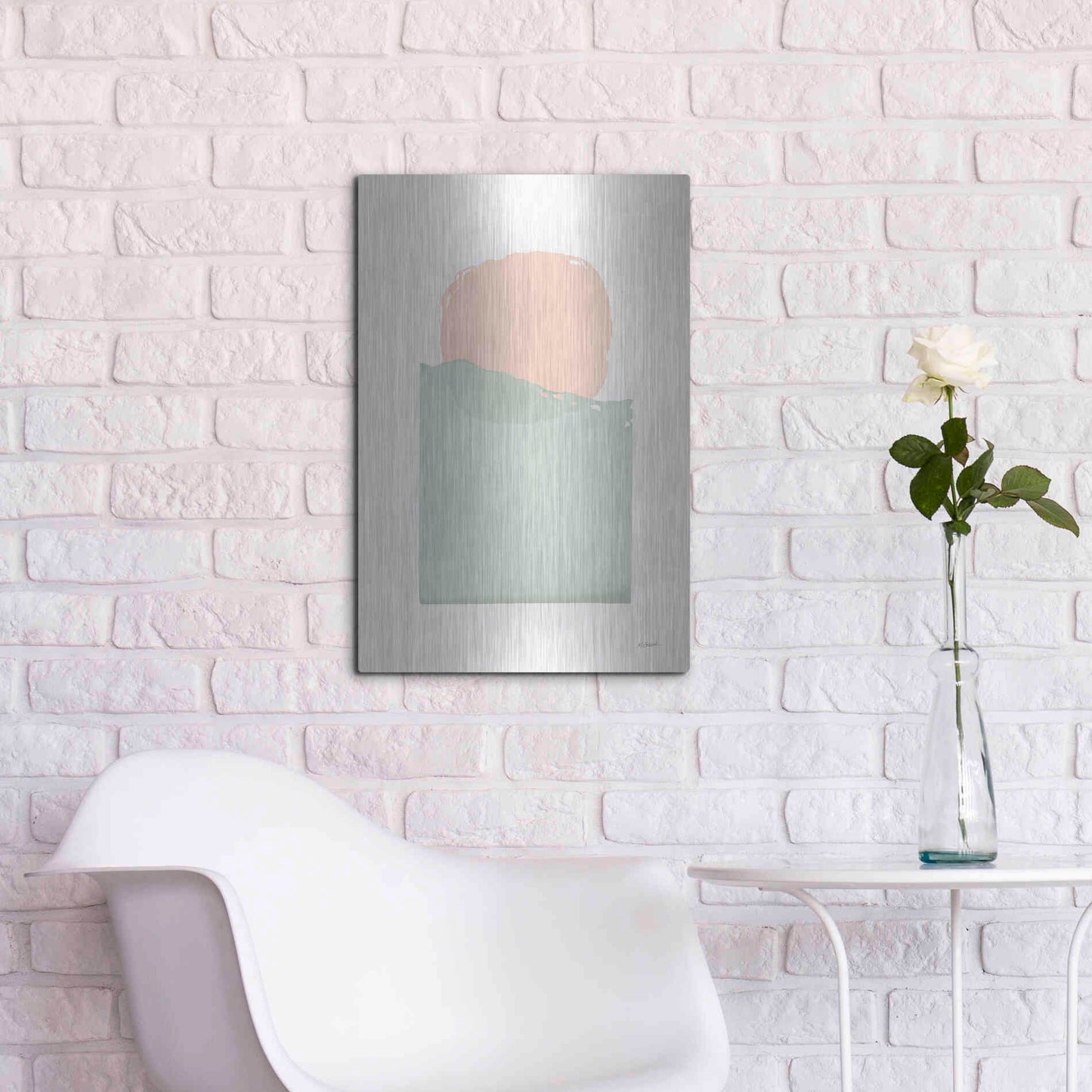 Luxe Metal Art 'Buoyant Pink And Green' by Mike Schick, Metal Wall Art,16x24