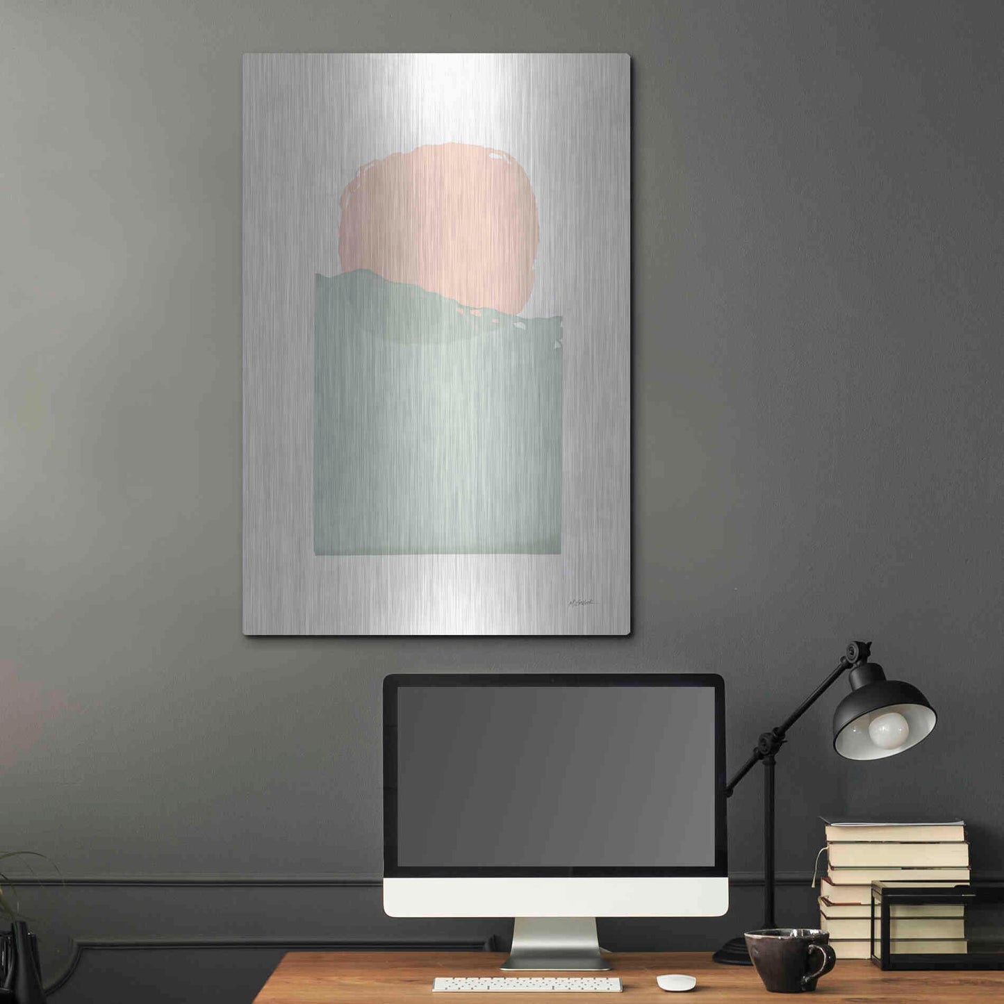 Luxe Metal Art 'Buoyant Pink And Green' by Mike Schick, Metal Wall Art,24x36