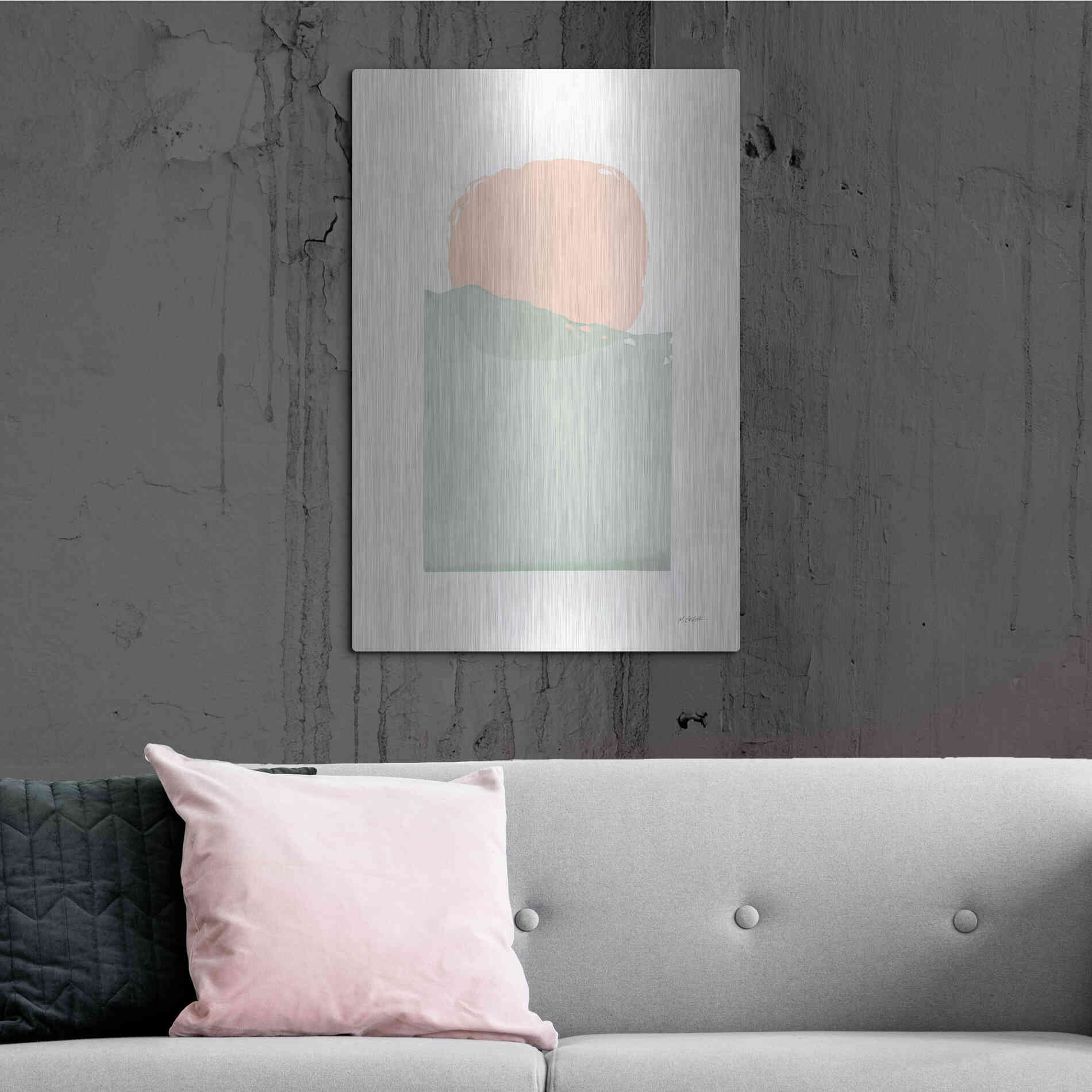 Luxe Metal Art 'Buoyant Pink And Green' by Mike Schick, Metal Wall Art,24x36