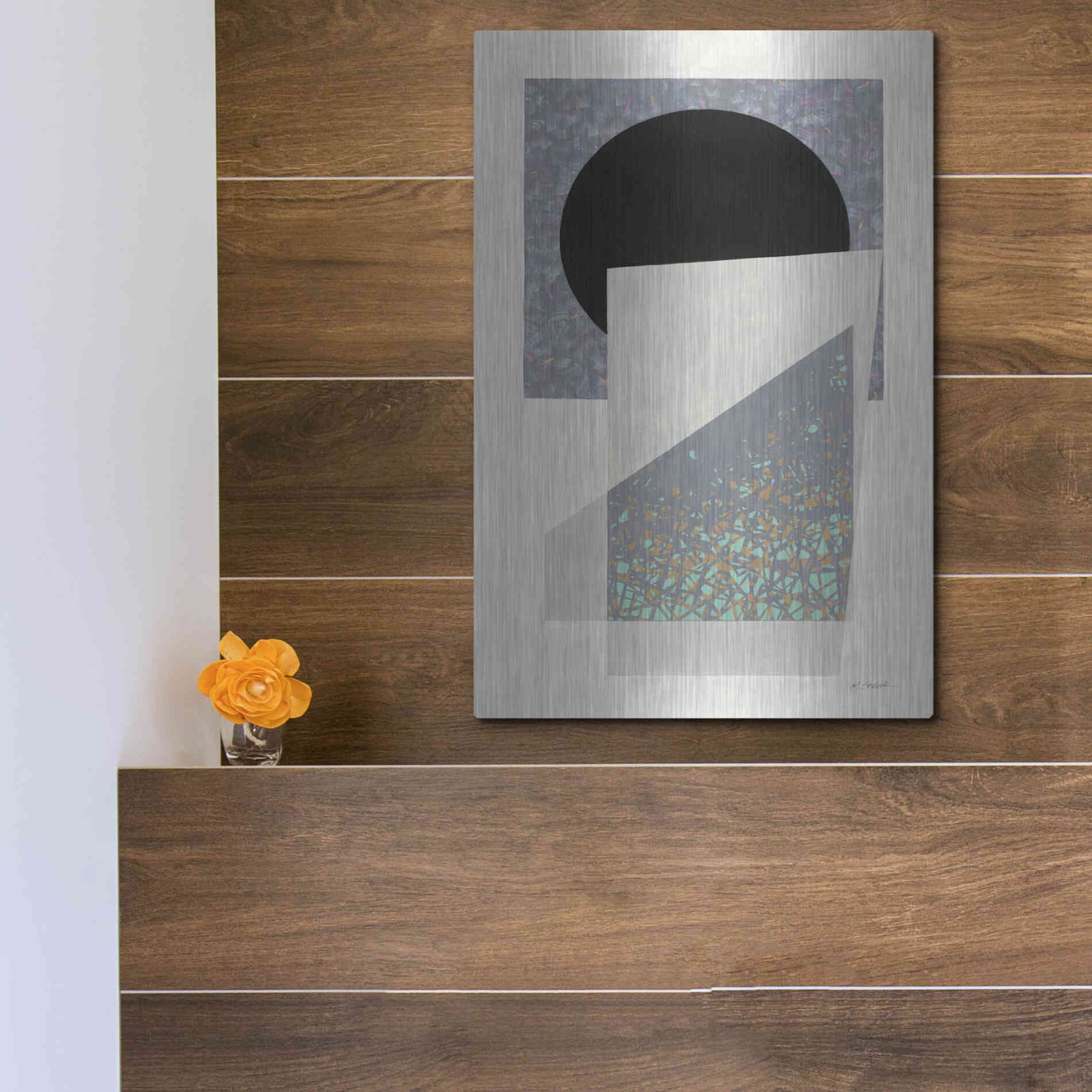 Luxe Metal Art 'Full Moon I V2' by Mike Schick, Metal Wall Art,12x16